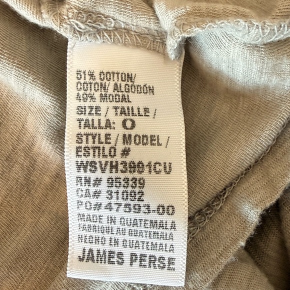 NEW James Perse V Neck Cotton Modal Blend Henley Short Sleeve Tee Shirt Top - Picture 7 of 8